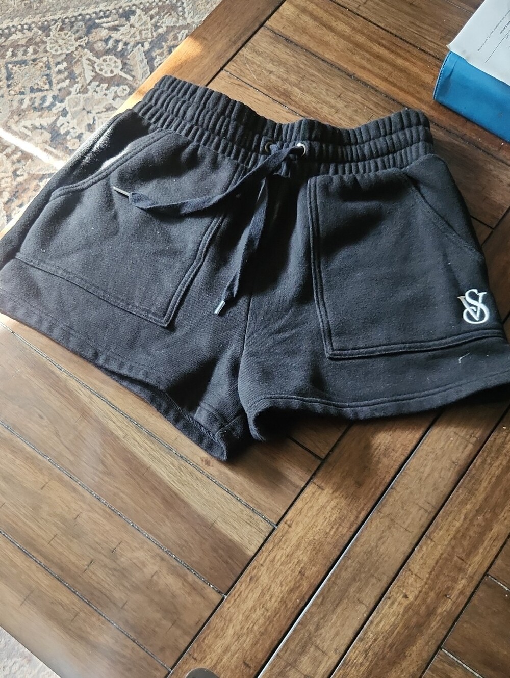 Victoria's Secret Black Cozy Drawstring Lounge Shorts